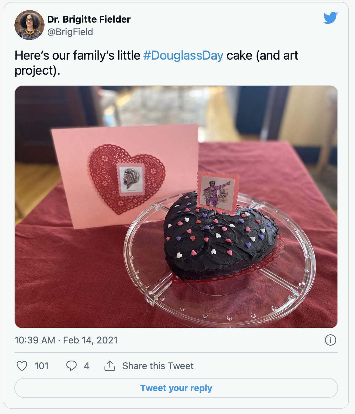 screenshot of tweet from Dr. Brigitte Fielder