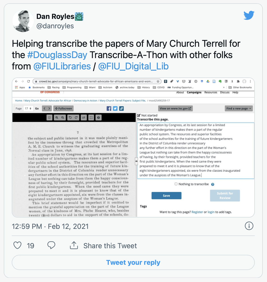 screenshot of tweet from Dan Royles